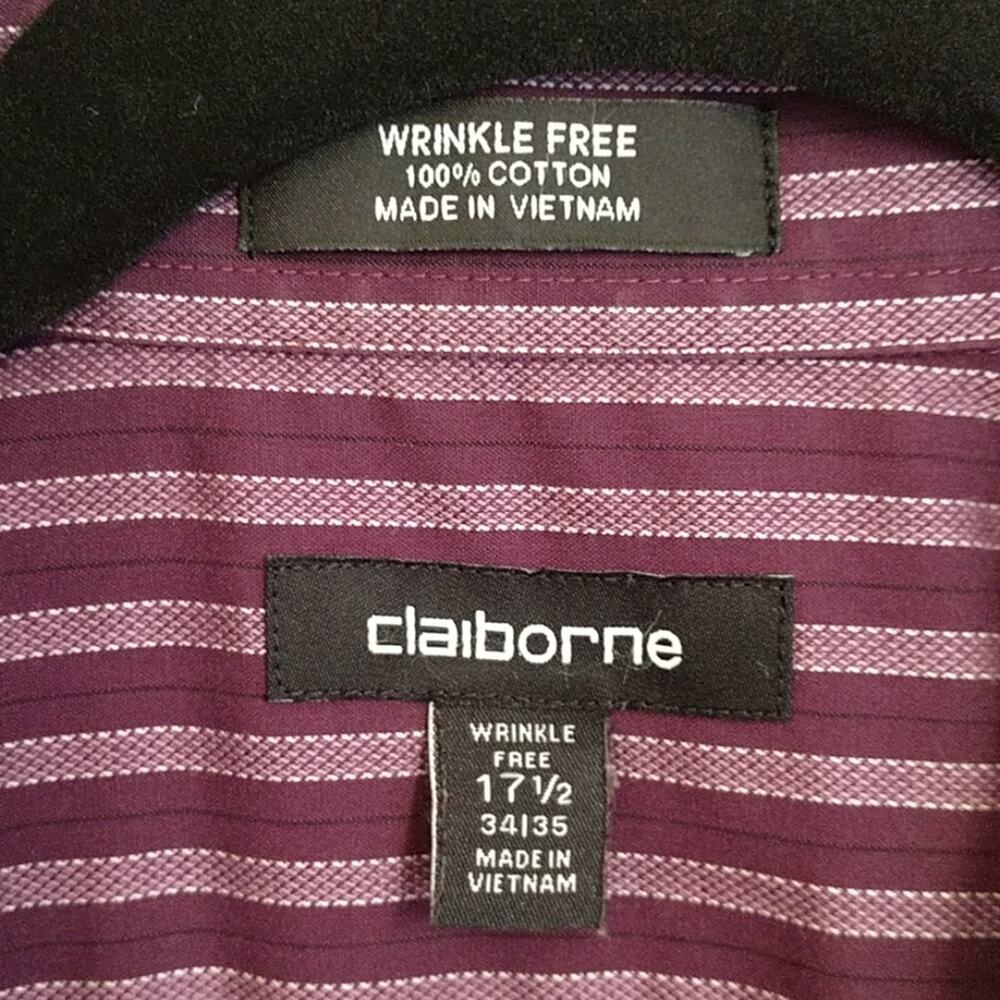 Claiborne Stripe Wrinkle Free Button Down size 17 1/2 - Picture 3 of 6
